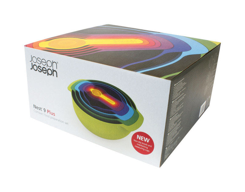 Joseph Joseph Nest 3 qt Polypropylene Multicolored Mixing Bowls and Measuring Set 9 pc