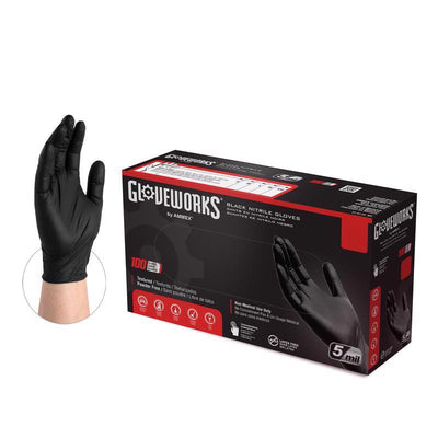 Gloveworks Nitrile Disposable Gloves Small Black Powder Free 100 pk