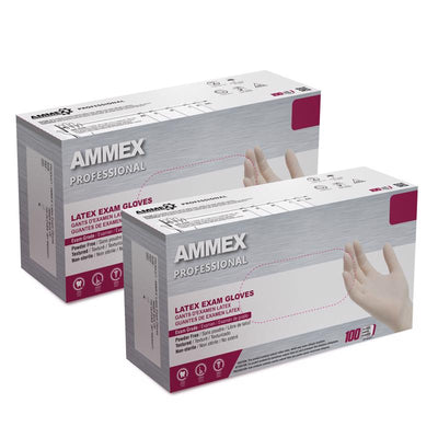 AMMEX Professional Latex Disposable Gloves Small Ivory Powder Free 100 pk