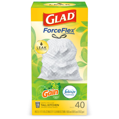 Glad Gain 13 gal Fresh Scent Trash Bags Drawstring 40 pk