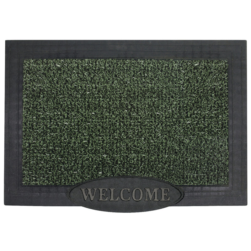 GrassWorx Clean Machine 36 in. L X 24 in. W Evergreen Welcome Polyethylene/Rubber Door Mat