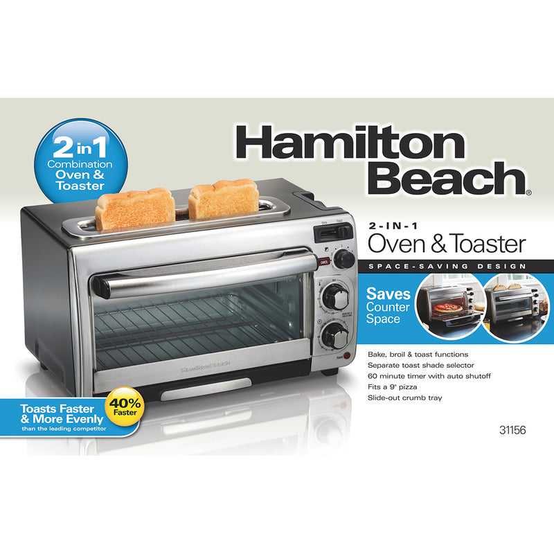 Hamilton Beach Metal Black/Silver 2 slot Convection Toaster Oven 12 in. H X 17.8 in. W X 10.2 in. D