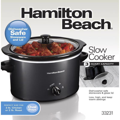 Hamilton Beach 3 qt Black Stoneware Slow Cooker