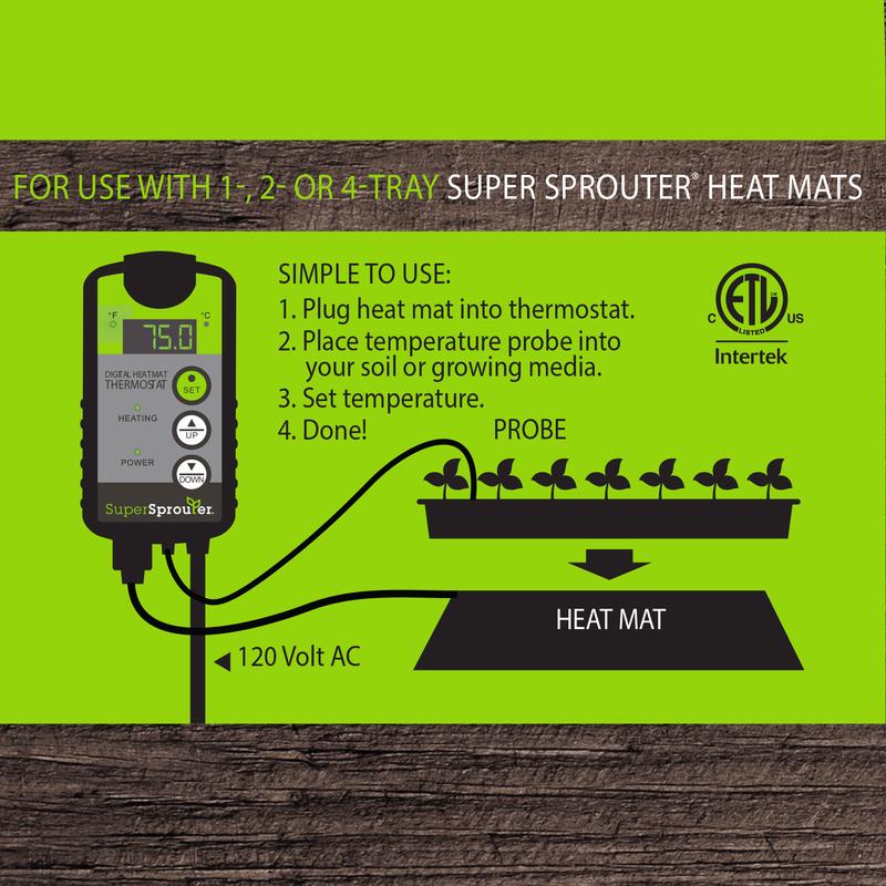 Super Sprouter Hydroponics Heat Mat Thermostat