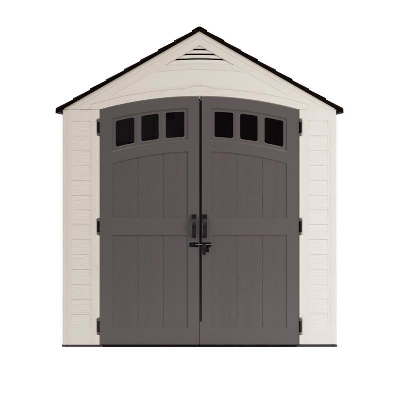 Suncast Cloverdale 7 ft. x 7 ft. Plastic Horizontal Peak Storage Shed with Floor Kit Beige