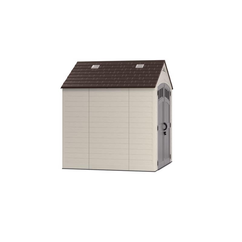 Suncast Cloverdale 7 ft. x 7 ft. Plastic Horizontal Peak Storage Shed with Floor Kit Beige