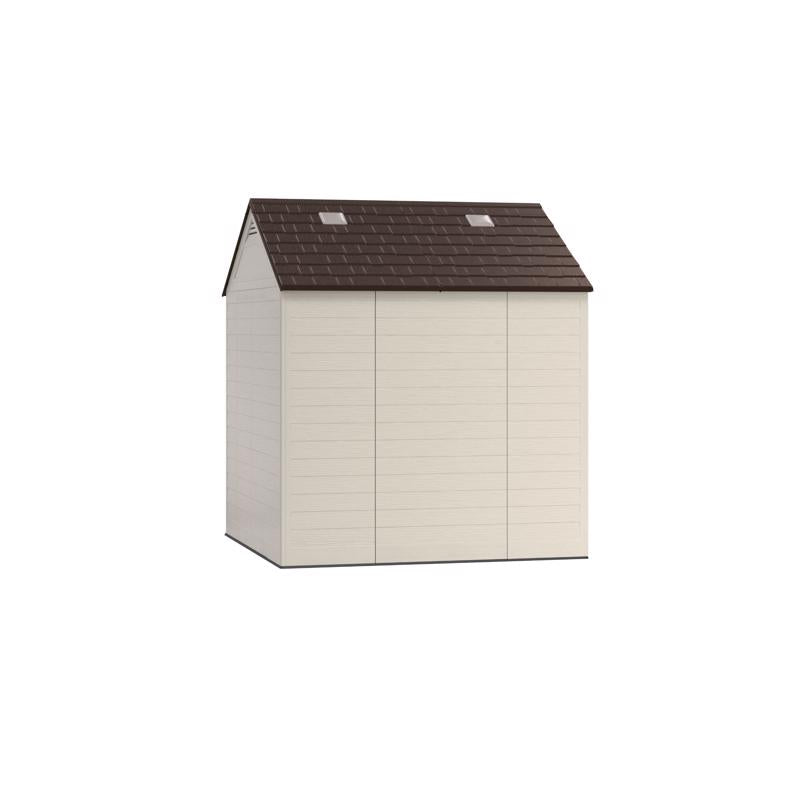 Suncast Cloverdale 7 ft. x 7 ft. Plastic Horizontal Peak Storage Shed with Floor Kit Beige