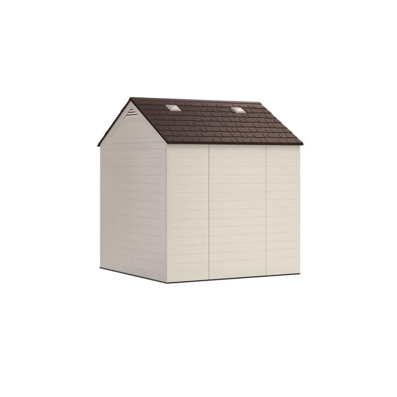 Suncast Cloverdale 7 ft. x 7 ft. Plastic Horizontal Peak Storage Shed with Floor Kit Beige