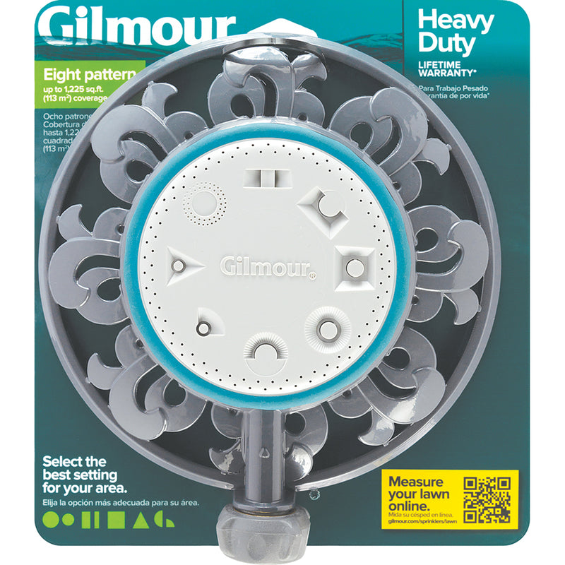 Gilmour Metal Ring Base 8-Pattern Turret Sprinkler 1225 sq ft 1 pk