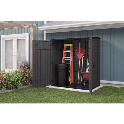 Suncast 5 ft. x 3 ft. Plastic Vertical Pent Storage Shed with Floor Kit Gray