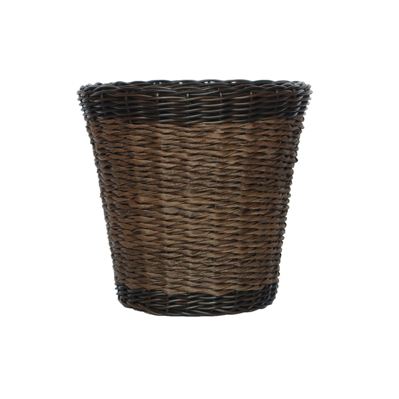 Infinity 13 in. H X 14 in. D Plastic Woven Wicker Planter Brown