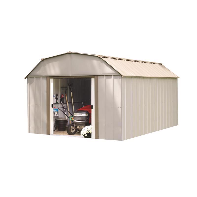 Arrow Lexington 10 ft. x 14 ft. Metal Vertical Barn Storage Shed without Floor Kit Beige