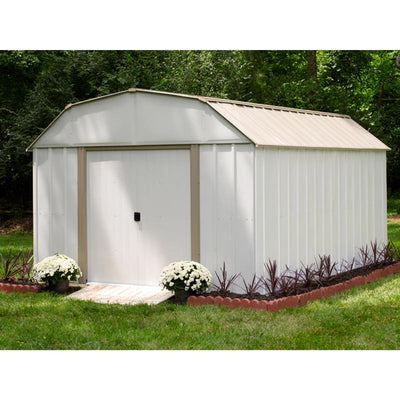 Arrow Lexington 10 ft. x 14 ft. Metal Vertical Barn Storage Shed without Floor Kit Beige