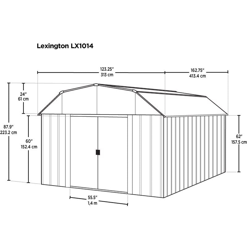 Arrow Lexington 10 ft. x 14 ft. Metal Vertical Barn Storage Shed without Floor Kit Beige