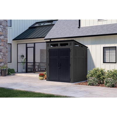 Suncast Modernist 6 ft. x 5 ft. Plastic Vertical Storage Shed with Floor Kit Gray