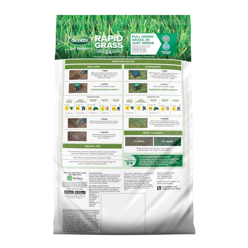 Scotts Turf Builder Rapid Grass Tall Fescue Grass Sun or Shade Grass Seed and Fertilizer 16 lb