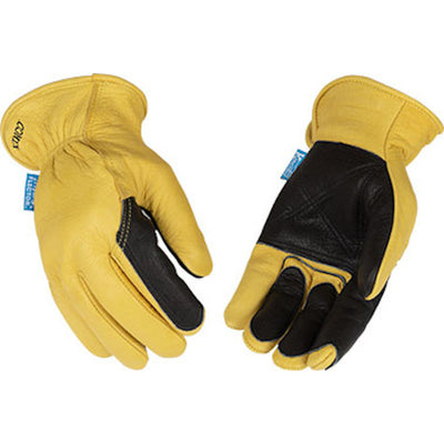 Kinco Hydroflector Men's Indoor/Outdoor Full Grain Driver Gloves Black/Gold M 1 pair