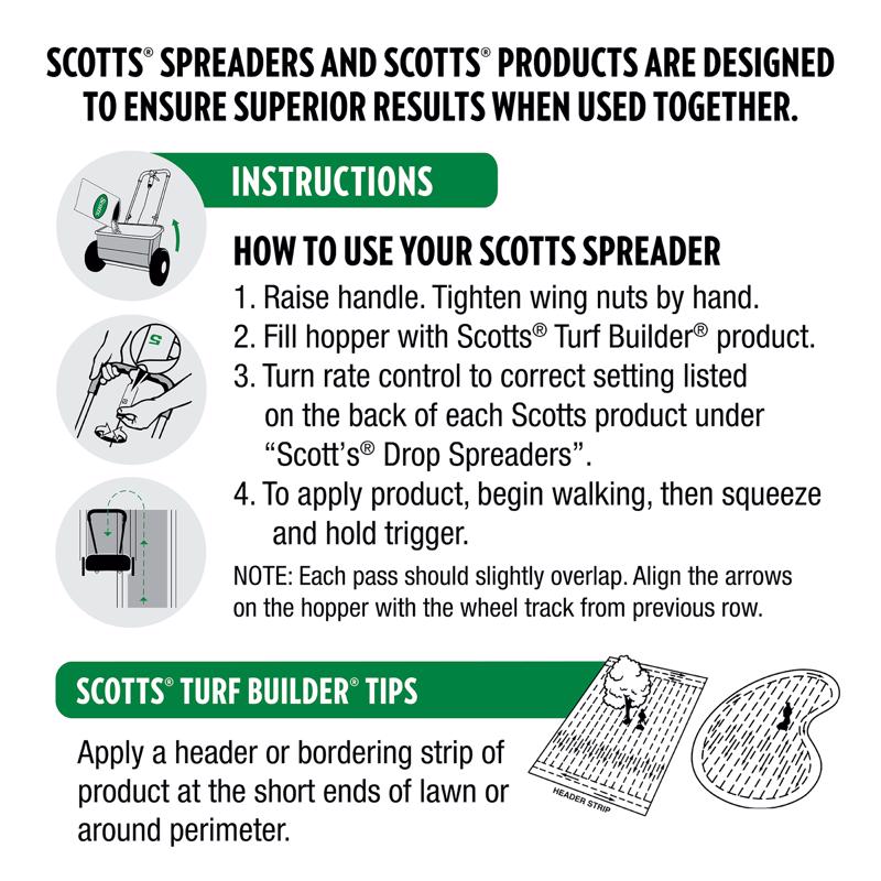 Scotts Turf Builder 22 in. W Drop Push Spreader For Fertilizer/Ice Melt/Seed 25 lb