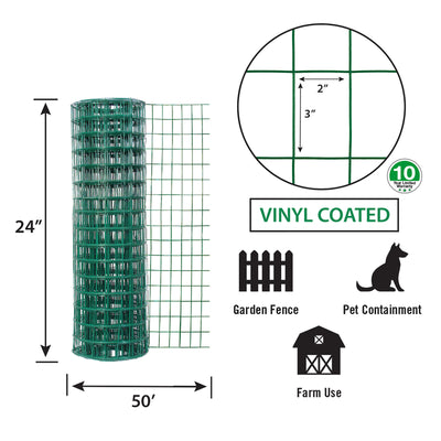 Garden Craft 24 in. H X 50 ft. L Vinyl Garden Fence Green