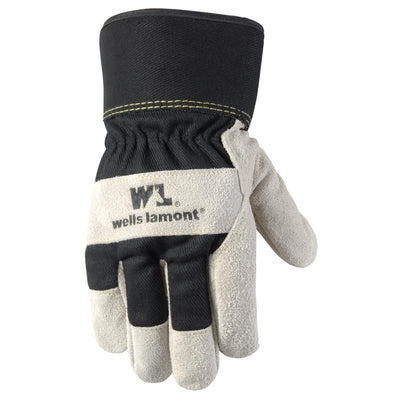 Wells Lamont L Split Cowhide Leather Black/Brown Gloves