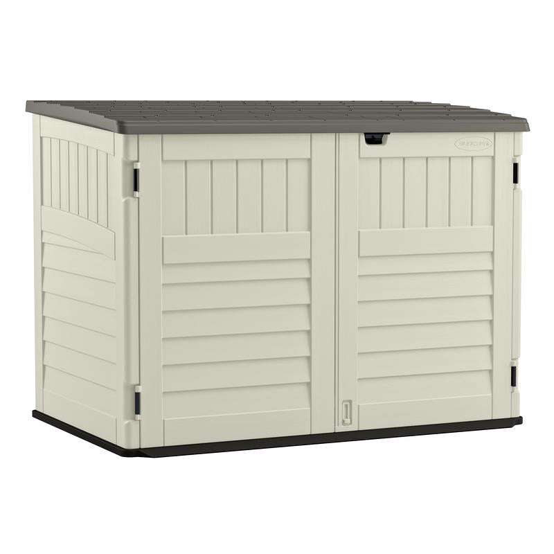 Suncast The Stow-Away 6 ft. x 4 ft. Plastic Horizontal Storage Shed with Floor Kit Beige