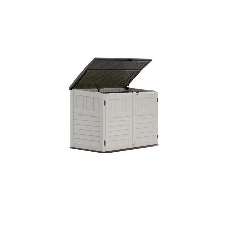 Suncast The Stow-Away 6 ft. x 4 ft. Plastic Horizontal Storage Shed with Floor Kit Beige