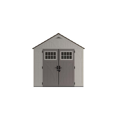 Suncast Tremont 8 ft. x 10 ft. Plastic Vertical Peak Storage Shed with Floor Kit Gray