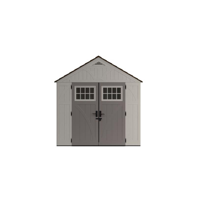 Suncast Tremont 8 ft. x 10 ft. Plastic Vertical Peak Storage Shed with Floor Kit Gray