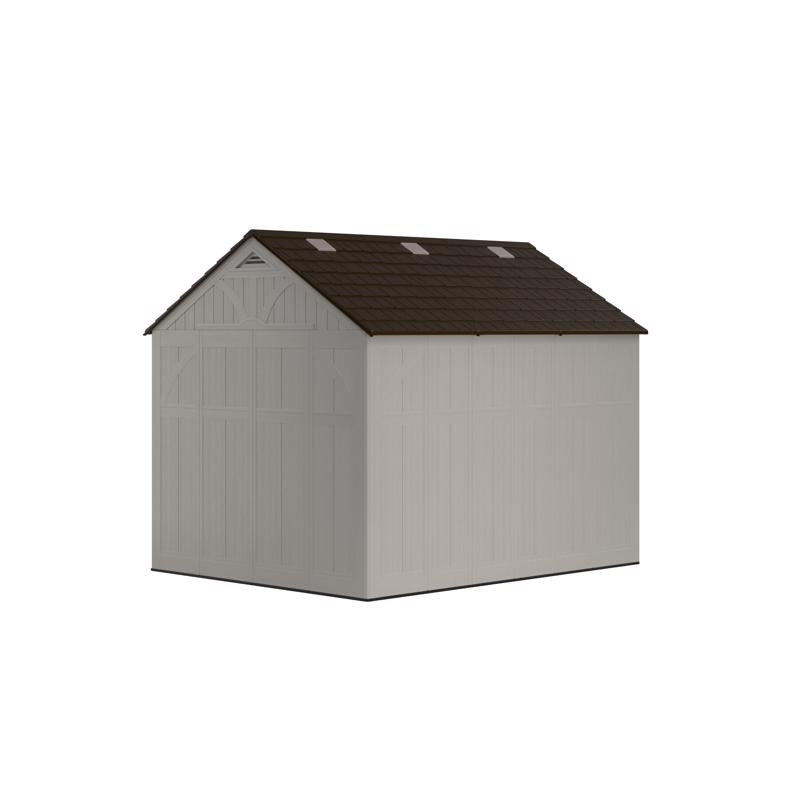 Suncast Tremont 8 ft. x 10 ft. Plastic Vertical Peak Storage Shed with Floor Kit Gray