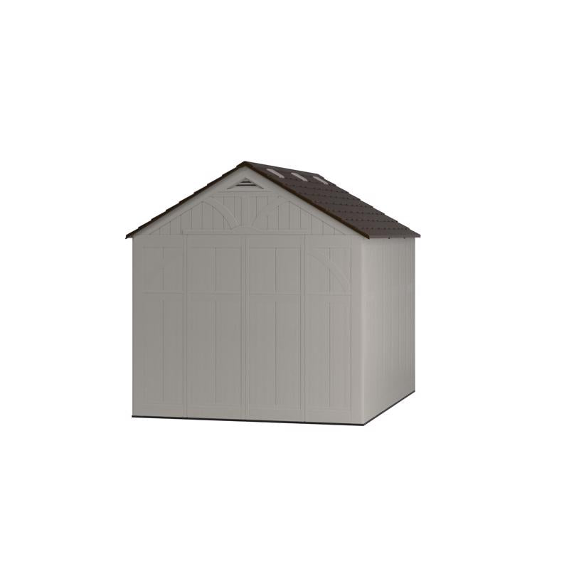 Suncast Tremont 8 ft. x 10 ft. Plastic Vertical Peak Storage Shed with Floor Kit Gray