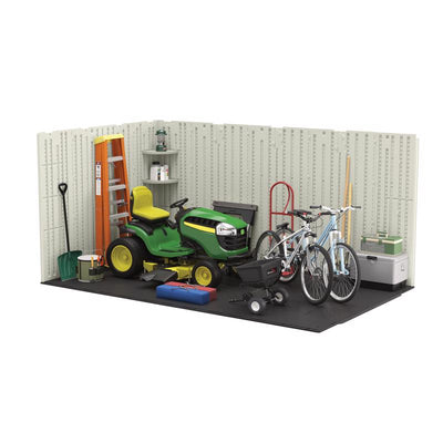 Suncast Tremont 8 ft. x 10 ft. Plastic Vertical Peak Storage Shed with Floor Kit Gray