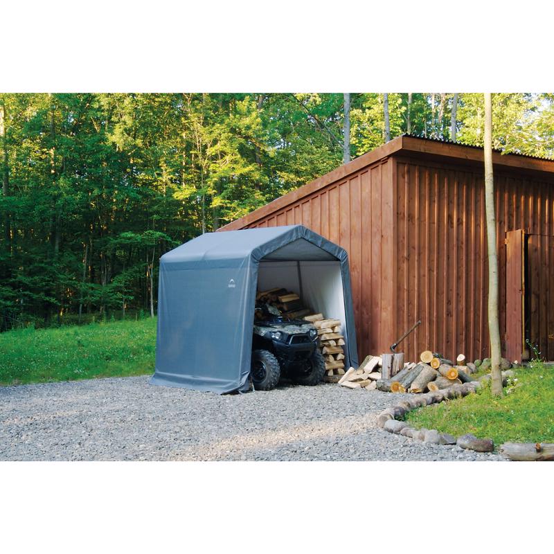 ShelterLogic Shed-in-a-Box 8 ft. x 8 ft. Polyester Horizontal Peak Storage Shed without Floor Kit Gr