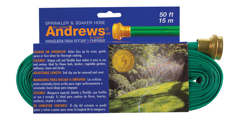 Andrews 1 in. D X 50 ft. L Sprinkler/Soaker Hose Green