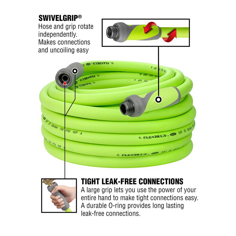 Legacy Flexzilla SwivelGrip 5/8 in. D X 75 ft. L Garden Hose Green
