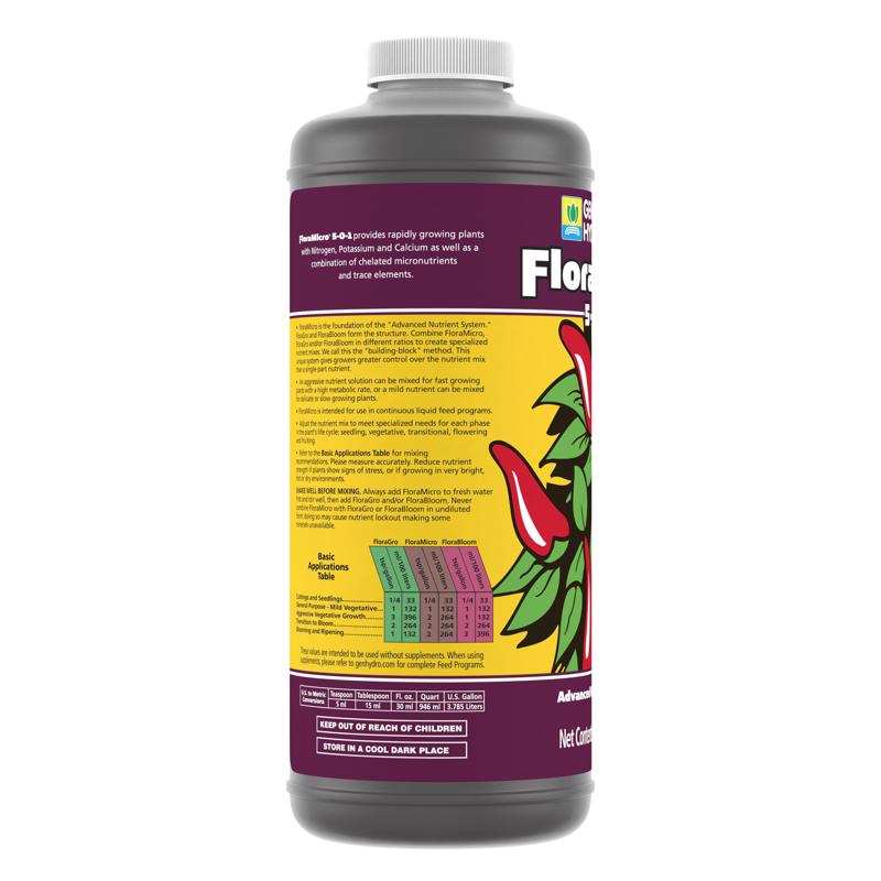 General Hydroponics Flora Micro Liquid Nutrient System 1 qt