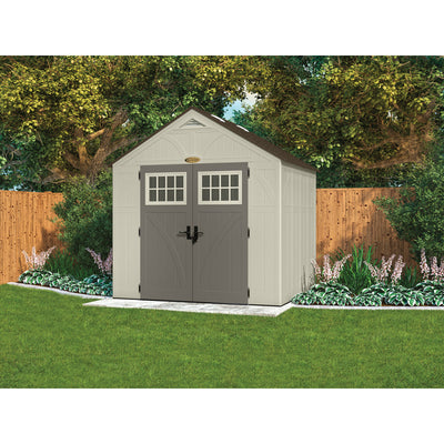 Suncast Tremont 8 ft. x 7 ft. Plastic Vertical Greenhouse Storage Shed with Floor Kit