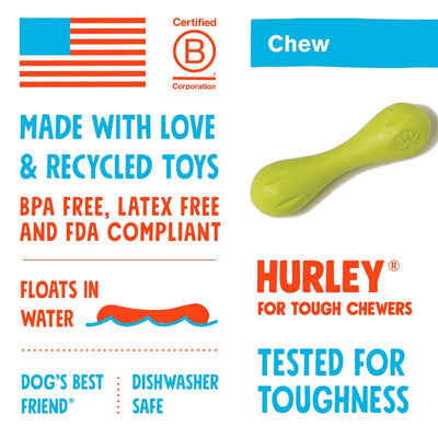 West Paw Zogoflex Orange Plastic Hurley Bone Chew Dog Toy Small in. 1 pk