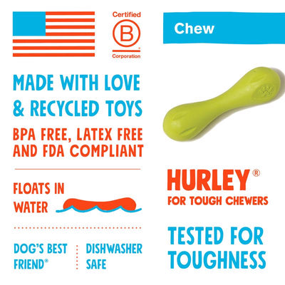 West Paw Zogoflex Blue Plastic Hurley Bone Chew Dog Toy Large in. 1 pk