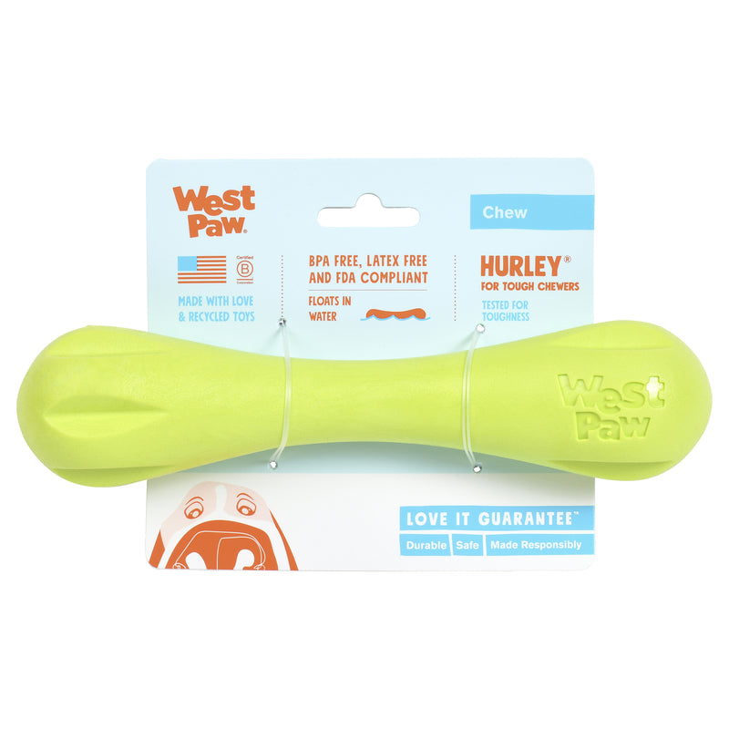 West Paw Zogoflex Green Plastic Hurley Bone Chew Dog Toy Large in. 1 pk