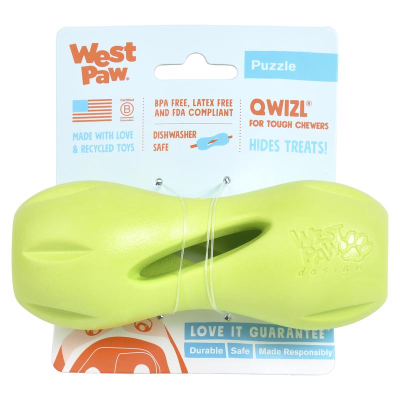 West Paw Zogoflex Green Plastic Qwizl Dog Treat Toy/Dispenser Small in. 1 pk