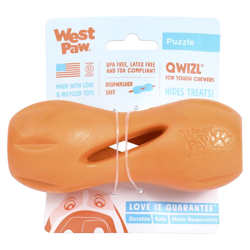 West Paw Zogoflex Orange Plastic Qwizl Dog Treat Toy/Dispenser Small in. 1 pk