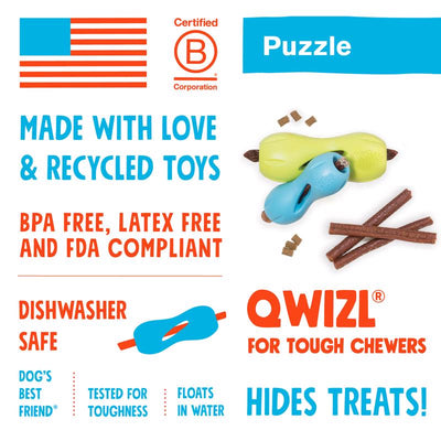 West Paw Zogoflex Green Plastic Qwizl Dog Treat Toy/Dispenser Large in. 1 pk