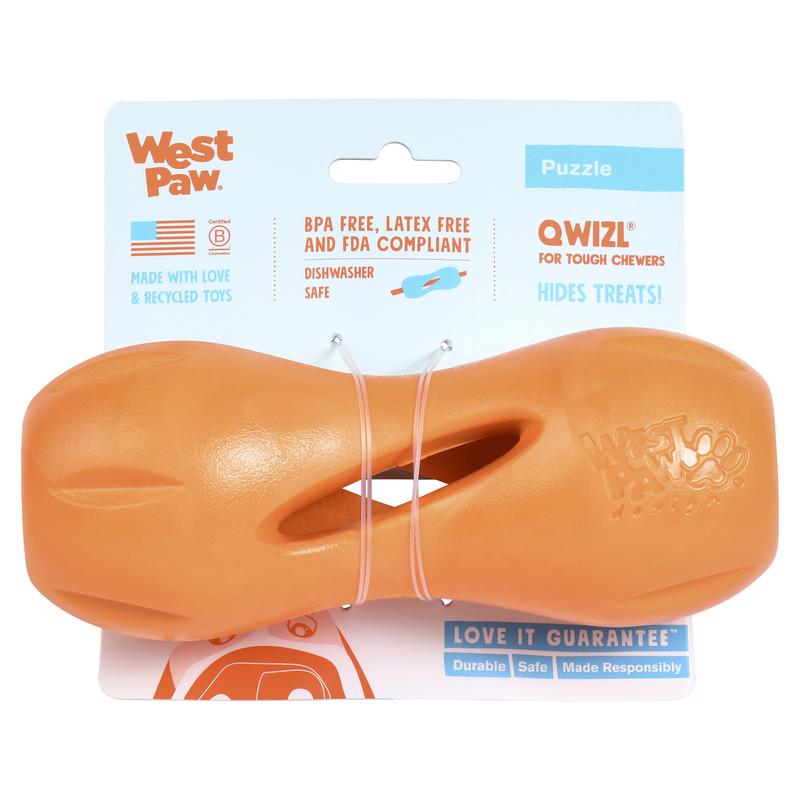 West Paw Zogoflex Orange Plastic Qwizl Dog Treat Toy/Dispenser Large in. 1 pk