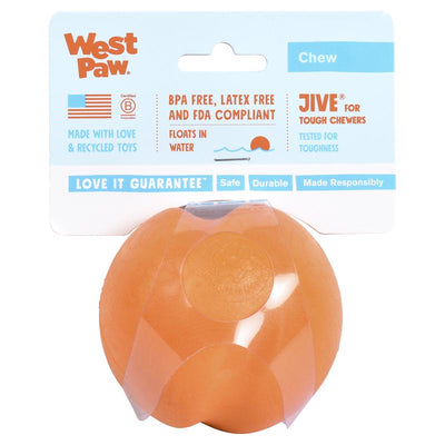 West Paw Zogoflex Orange Plastic Jive Ball Dog Toy Large 1 pk