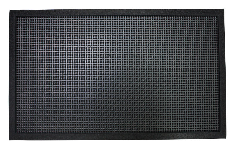 J & M Home Fashions 1.5 ft. L X 2.5 ft. W Black Raised surface Nylon Door Mat