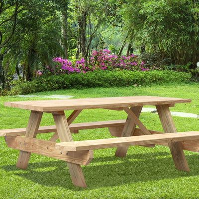 Outdoor Essentials Wood Brown 72 in. Rectangle Picnic Table