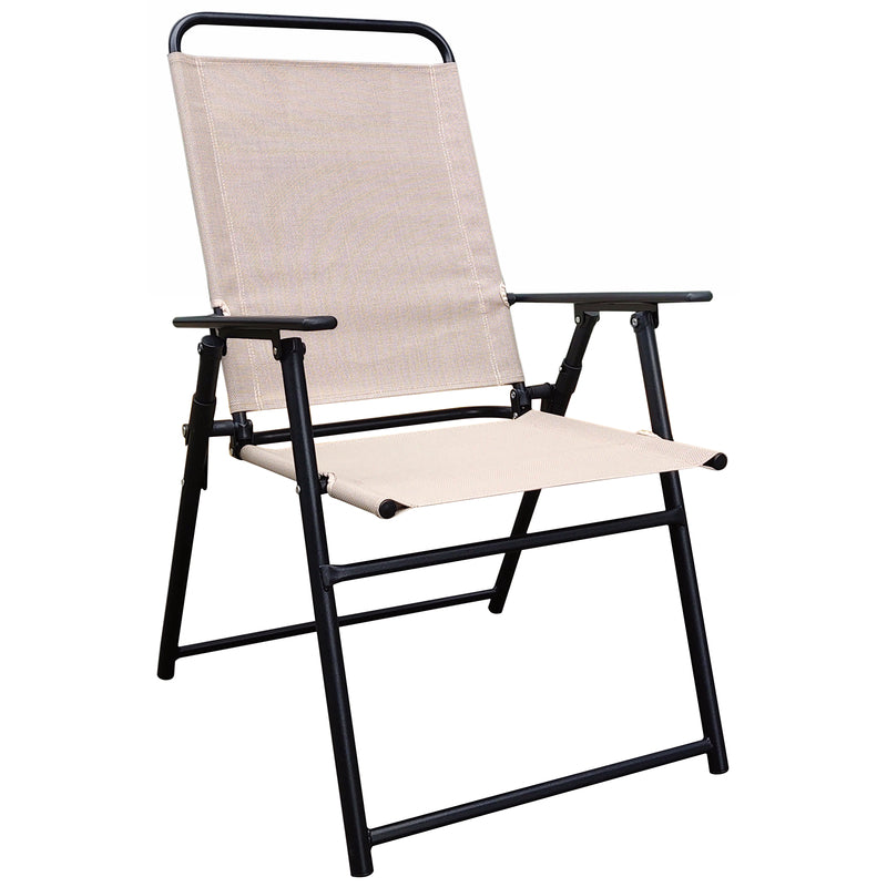 Living Accents Black Steel Frame Sling Chair Tan