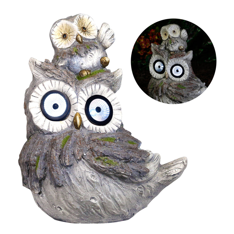 Alpine Gray Polyresin 15 in. H Owls Statue