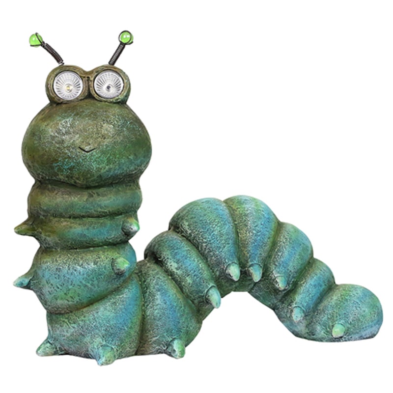 Alpine Green Polyresin 16 in. H Caterpillar Solar Statue