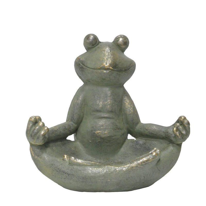 Infinity Green Cement 13.98 in. H Frog Statue